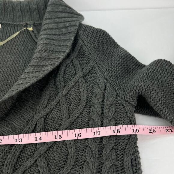 MERONA Thick Dark Gray Cable Knit Chunky Button Up Cardigan Medium - Picture 10 of 10